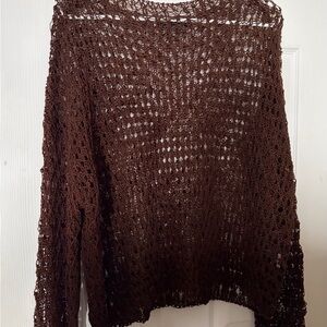 Zara Brown Off-the-Shoulder Crochet Top